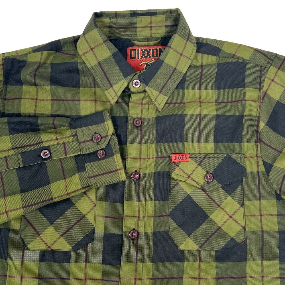 Dixxon Flannel Co 12 Gauge Mens Large Green Black Plaid Button Down Shirt Check